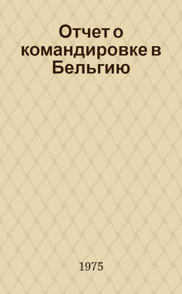 Отчет о командировке в Бельгию