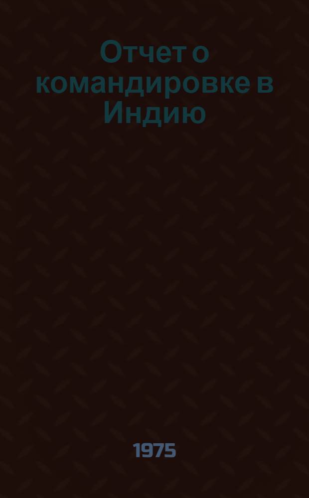 Отчет о командировке в Индию