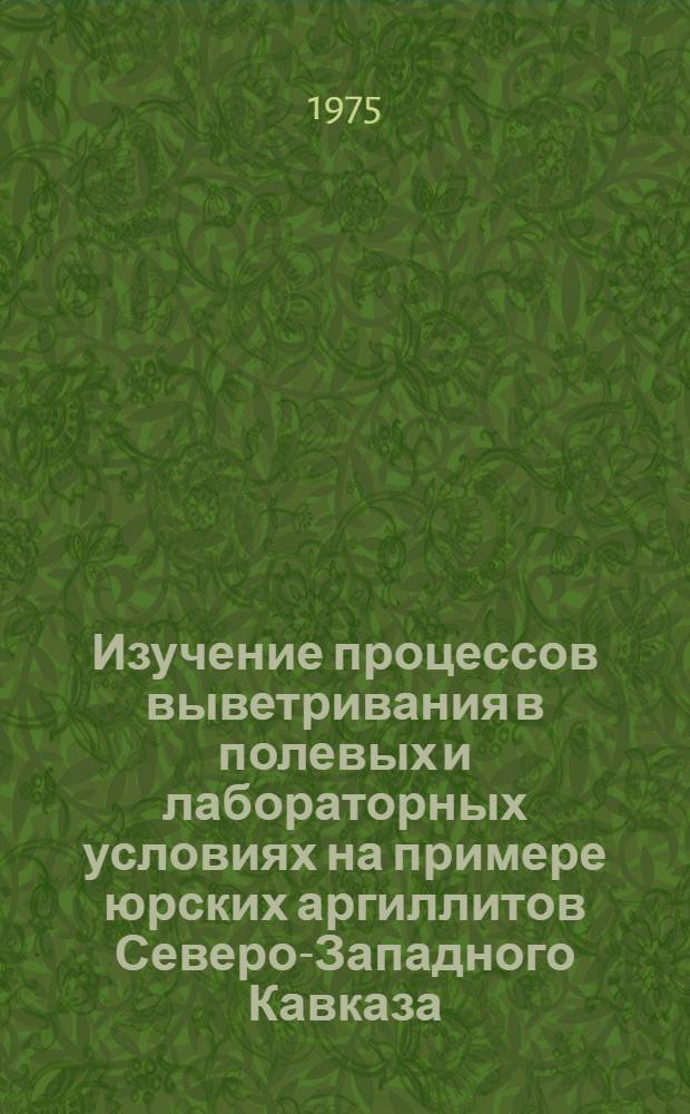 Изучение процессов выветривания в полевых и лабораторных условиях на примере юрских аргиллитов Северо-Западного Кавказа : Автореф. дис. на соиск. учен. степени канд. геол.-минерал. наук : (04.00.07)
