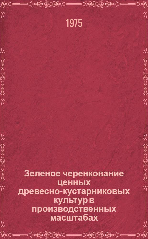Зеленое черенкование ценных древесно-кустарниковых культур в производственных масштабах