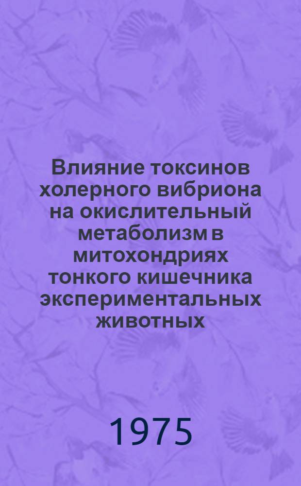 Влияние токсинов холерного вибриона на окислительный метаболизм в митохондриях тонкого кишечника экспериментальных животных : Автореф. дис. на соиск. учен. степени канд. биол. наук : (03.00.04)