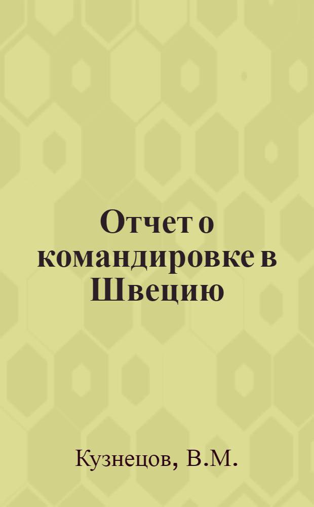 Отчет о командировке в Швецию