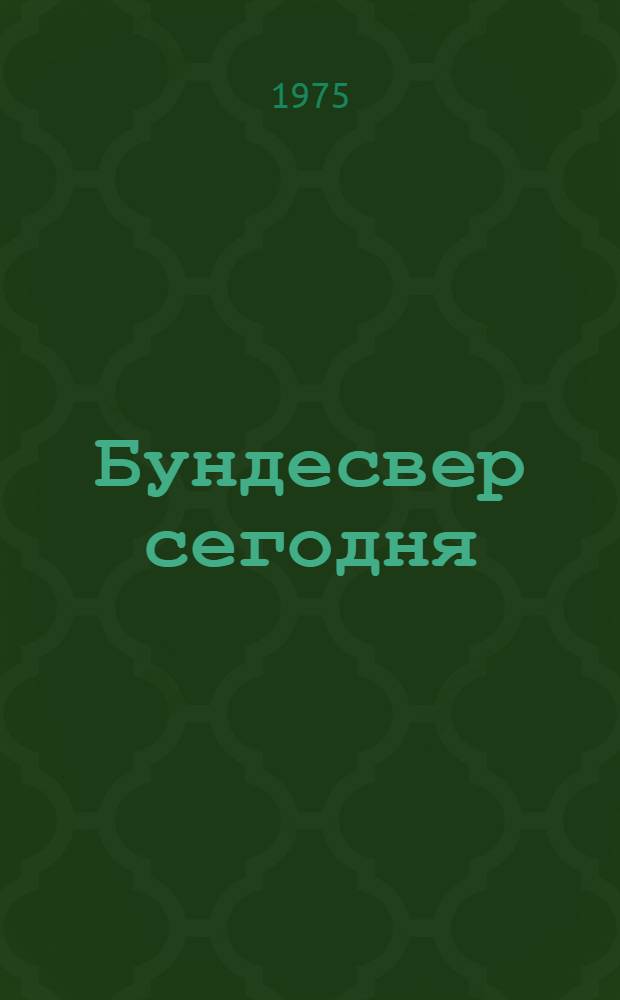 Бундесвер сегодня
