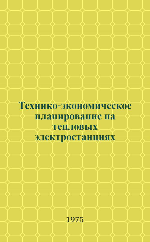 Технико-экономическое планирование на тепловых электростанциях