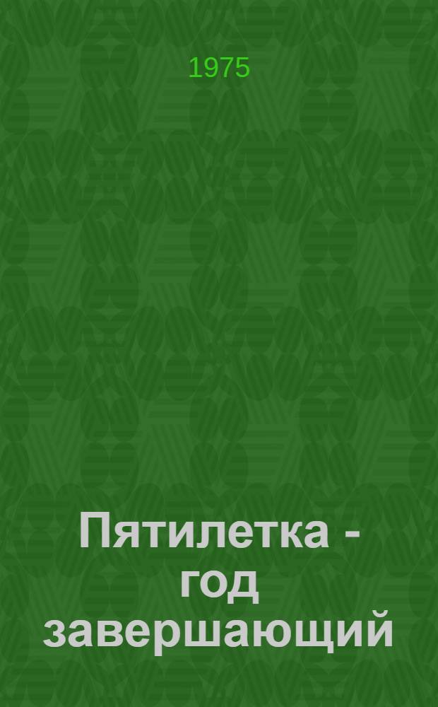 Пятилетка - год завершающий : Сборник
