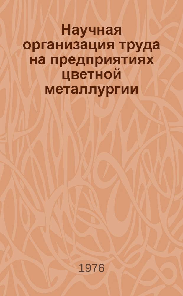 Научная организация труда на предприятиях цветной металлургии