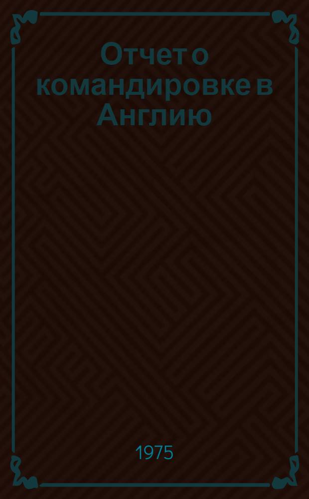 Отчет о командировке в Англию