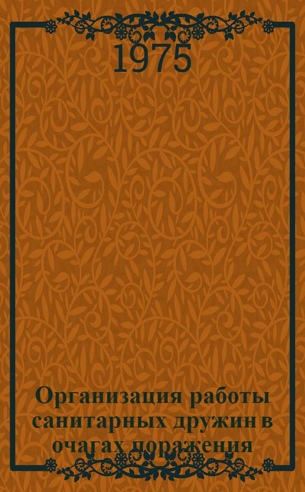 Организация работы санитарных дружин в очагах поражения
