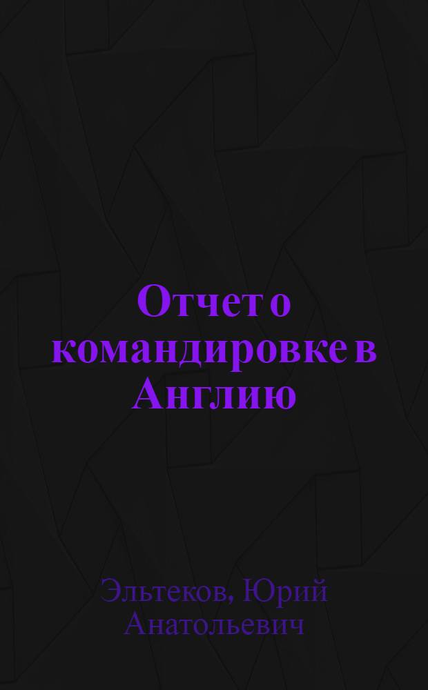 Отчет о командировке в Англию