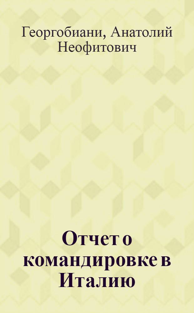 Отчет о командировке в Италию
