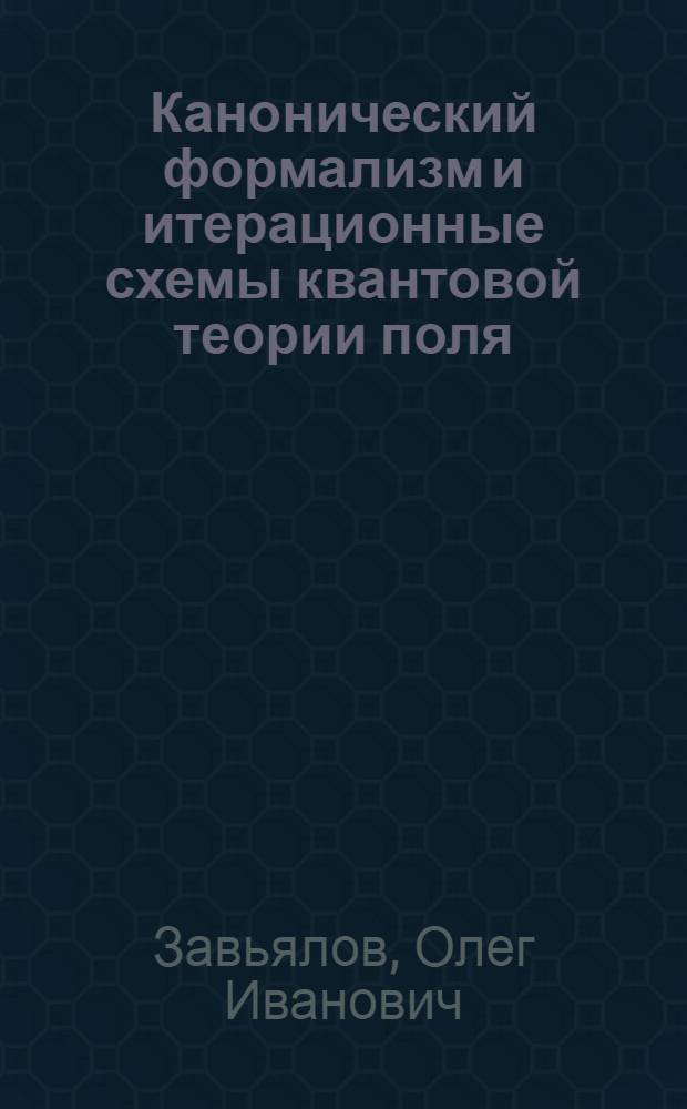Канонический формализм и итерационные схемы квантовой теории поля : Специальность 041 - теорет. и мат. физика : Автореф. дис. на соискание учен. степени д-ра физ.-мат. наук