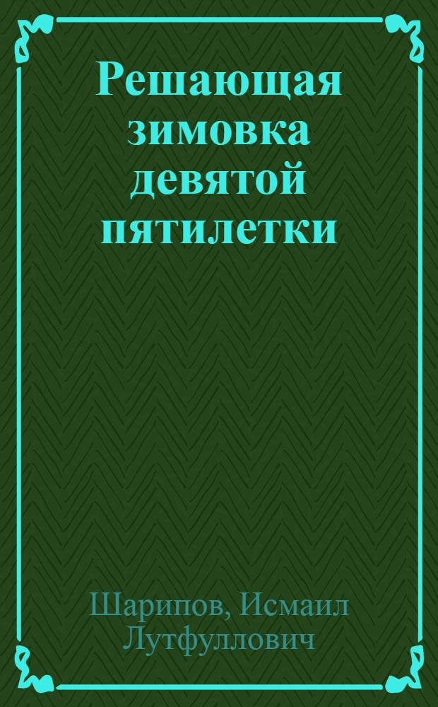 Решающая зимовка девятой пятилетки