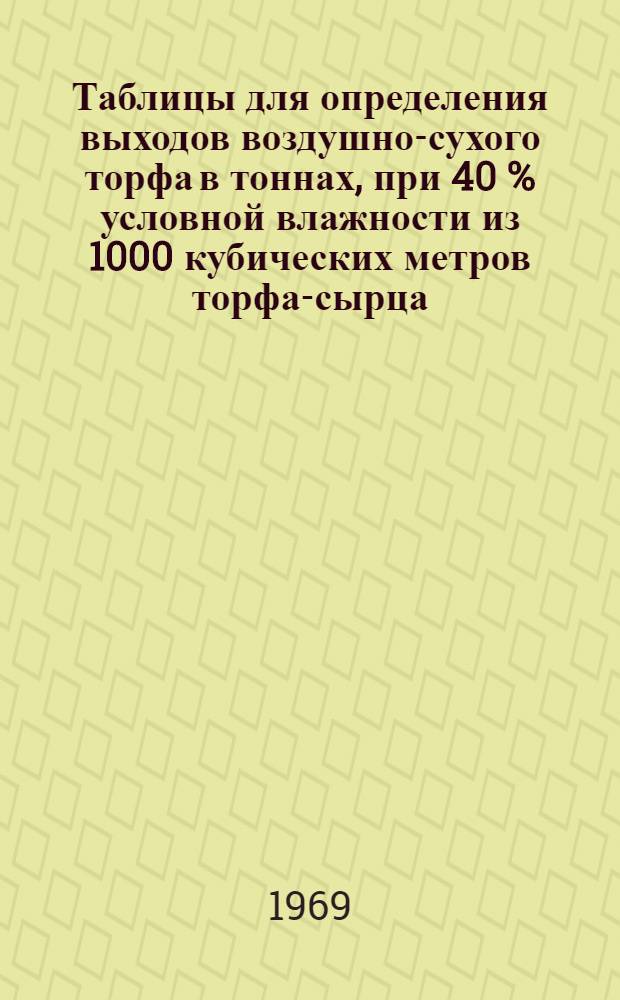 Таблицы для определения выходов воздушно-сухого торфа в тоннах, при 40 % условной влажности из 1000 кубических метров торфа-сырца