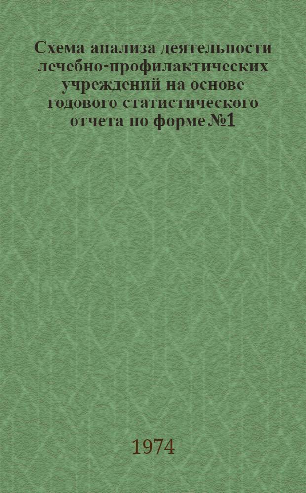 Схема анализа деятельности лечебно-профилактических учреждений на основе годового статистического отчета по форме № 1
