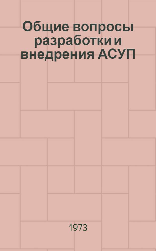 Общие вопросы разработки и внедрения АСУП