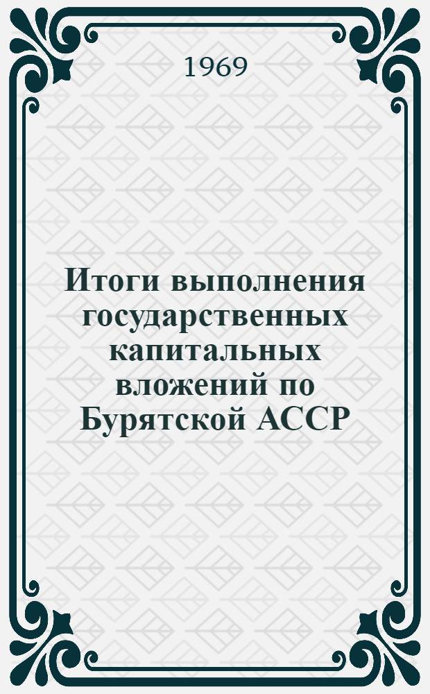 Итоги выполнения государственных капитальных вложений по Бурятской АССР