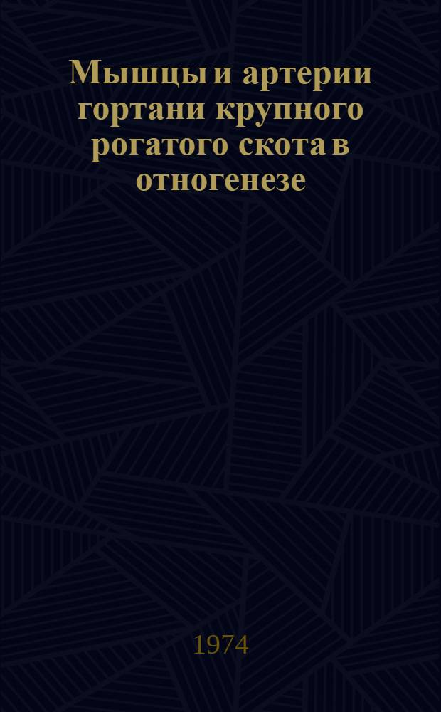 Мышцы и артерии гортани крупного рогатого скота в отногенезе : Автореф. дис. на соиск. учен. степени канд. вет. наук : (16.00.02)