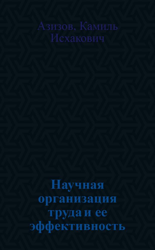 Научная организация труда и ее эффективность : (На материалах пром-сти ТатАССР)