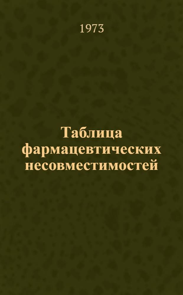 Таблица фармацевтических несовместимостей