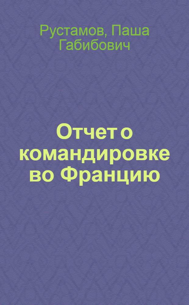 Отчет о командировке во Францию
