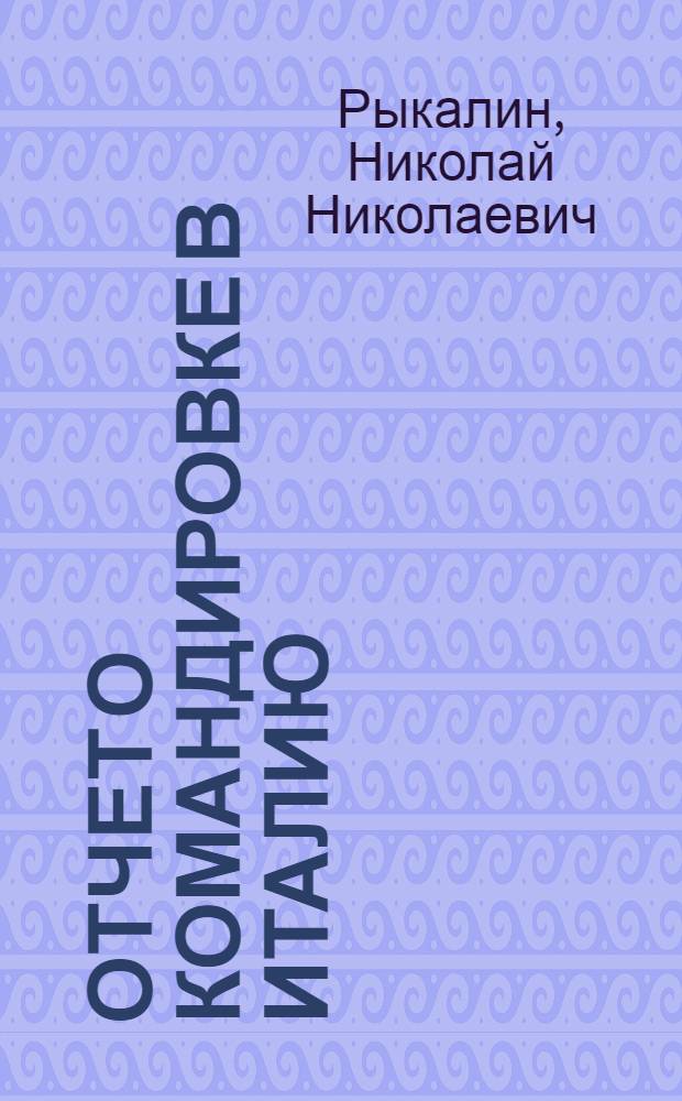 Отчет о командировке в Италию