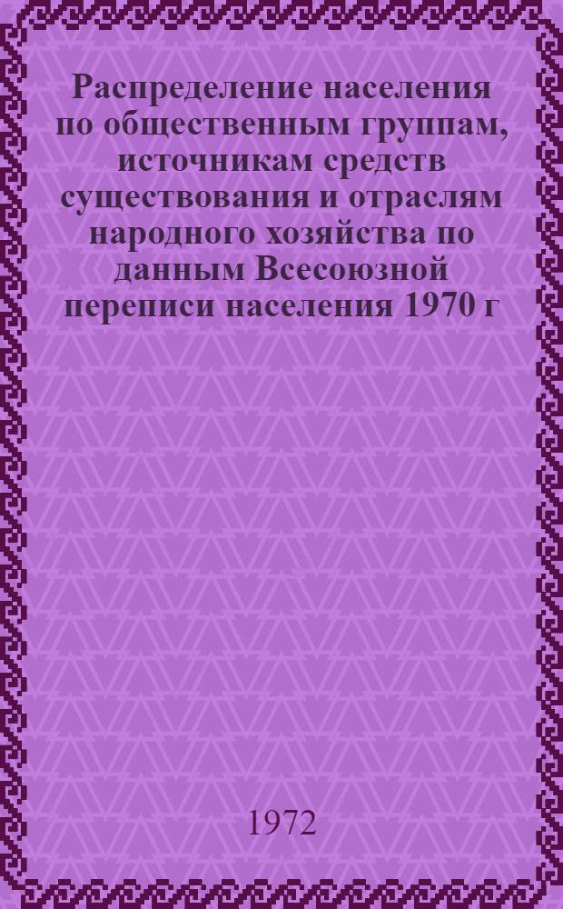 Распределение населения по общественным группам, источникам средств существования и отраслям народного хозяйства по данным Всесоюзной переписи населения 1970 г. .. : (Табл. 17, 18, 19, 20-22, 23, 24, 25, 26, 27, 28, 30, 30а, 30б) [1]-. [50] : ... по Брянской области