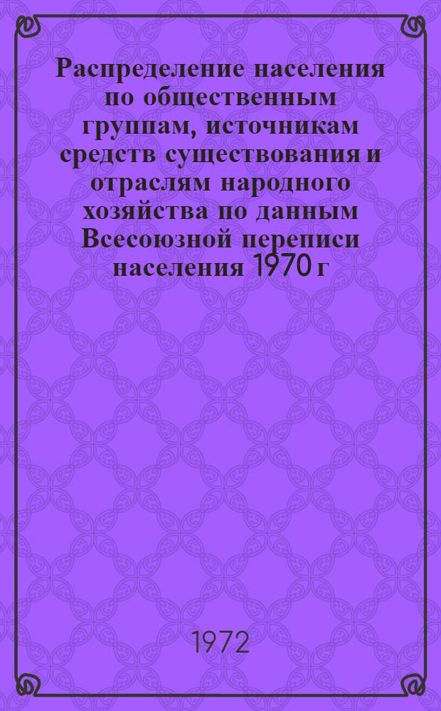 Распределение населения по общественным группам, источникам средств существования и отраслям народного хозяйства по данным Всесоюзной переписи населения 1970 г. .. : (Табл. 17, 18, 19, 20-22, 23, 24, 25, 26, 27, 28, 30, 30а, 30б) [1]-. [134] : ... по Московской области