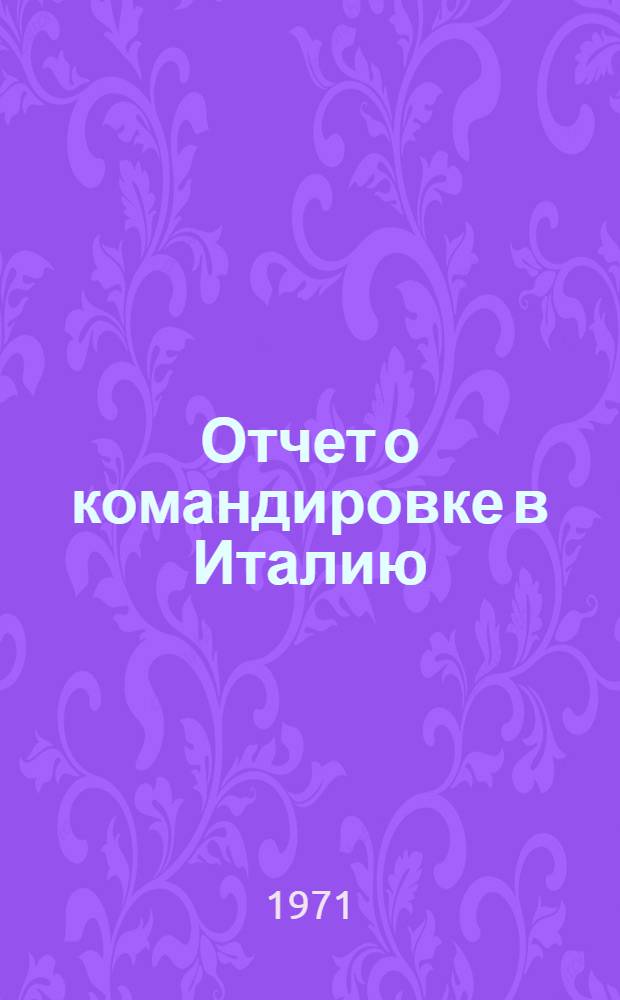 Отчет о командировке в Италию