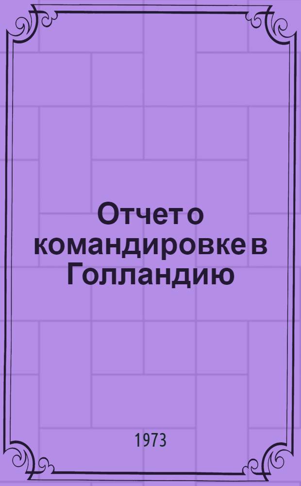 Отчет о командировке в Голландию