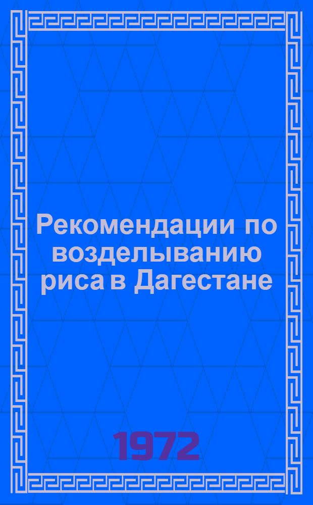 Рекомендации по возделыванию риса в Дагестане