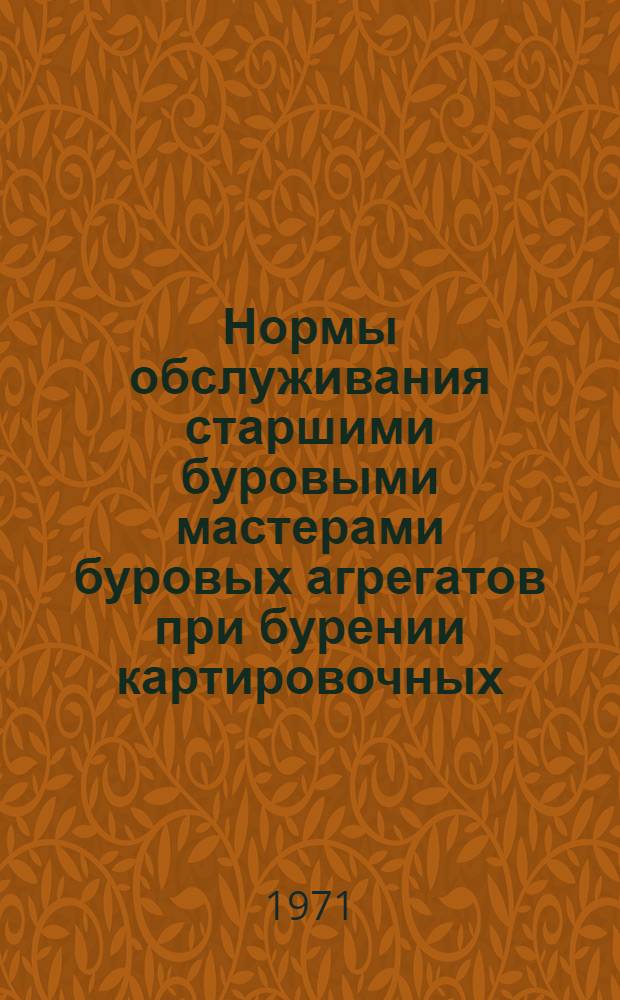 Нормы обслуживания старшими буровыми мастерами буровых агрегатов при бурении картировочных, структурно-поисковых и разведочных скважин : Проект