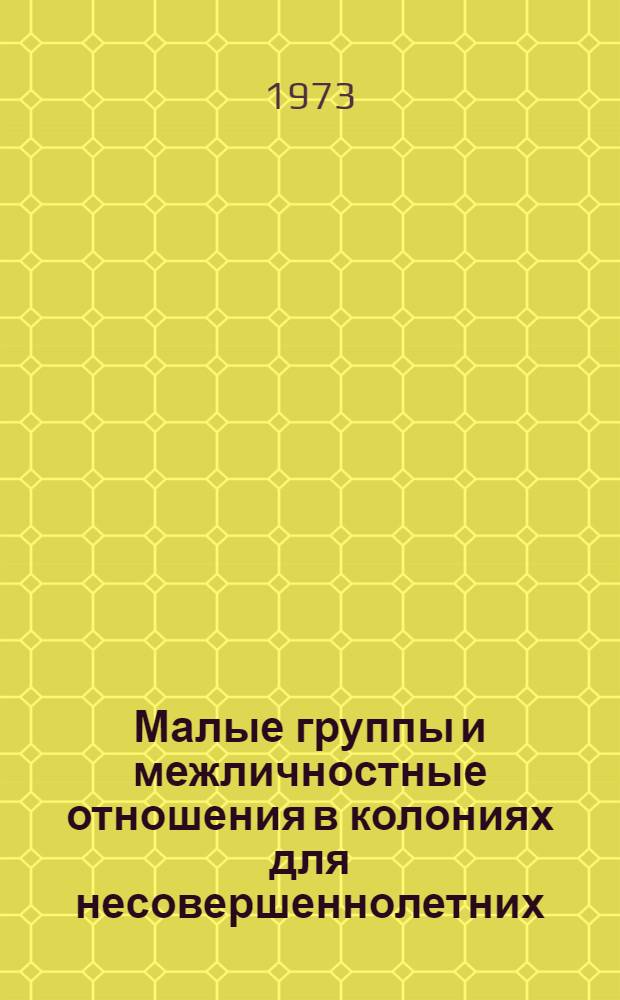 Малые группы и межличностные отношения в колониях для несовершеннолетних : Автореф. дис. на соиск. учен. степени канд. пед. наук : (13.00.01)