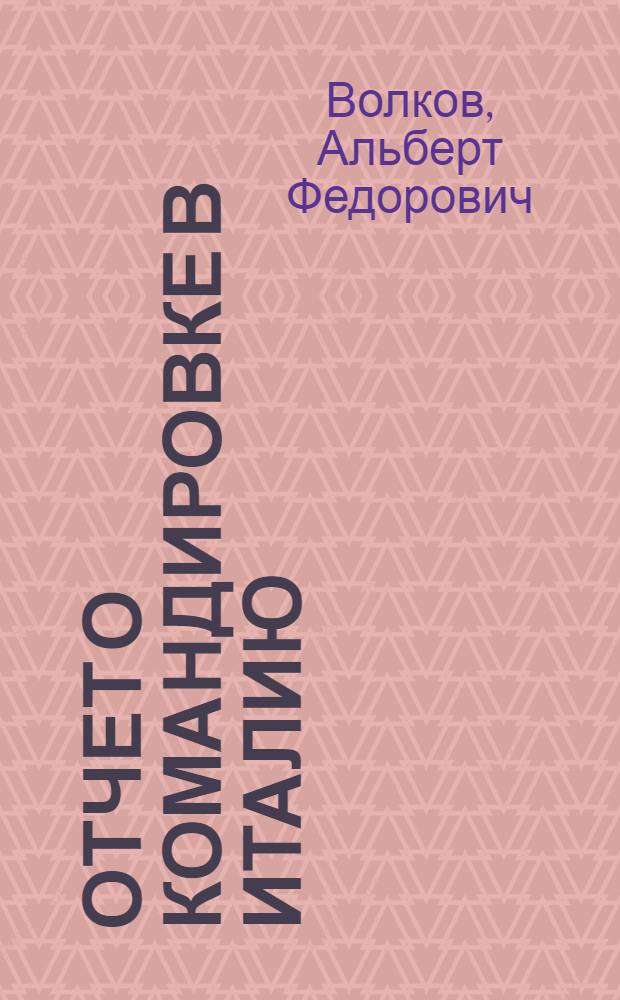 Отчет о командировке в Италию