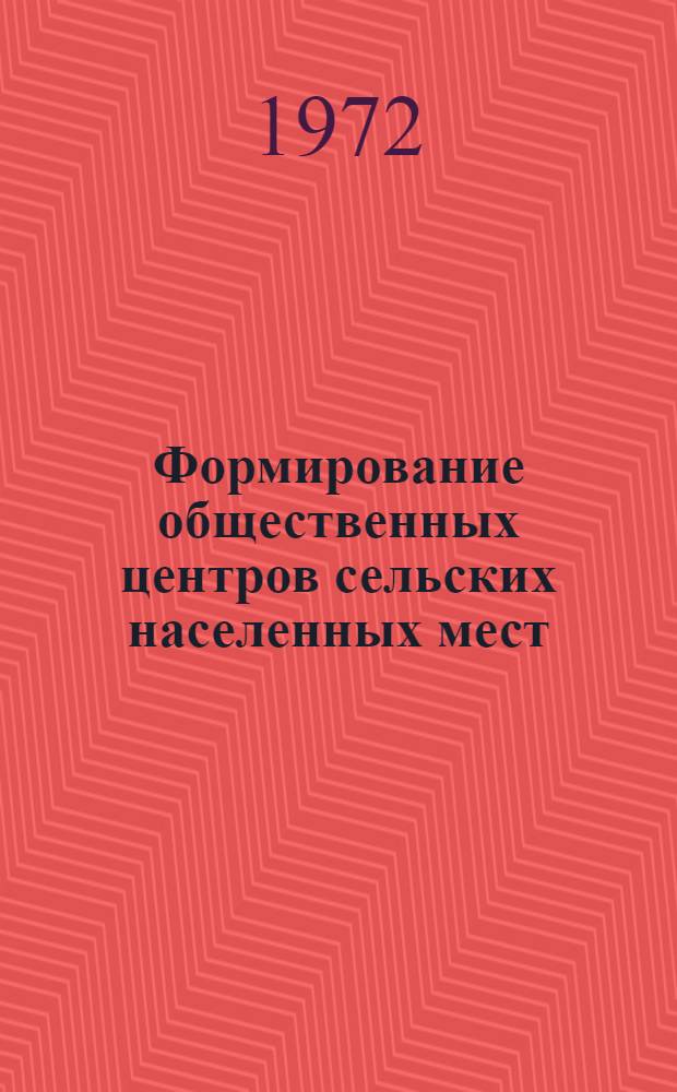 Формирование общественных центров сельских населенных мест : (Обзор)