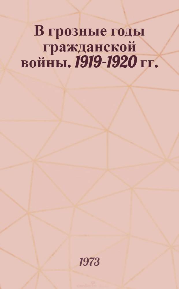 В грозные годы гражданской войны. 1919-1920 гг. : Сборник документов и материалов