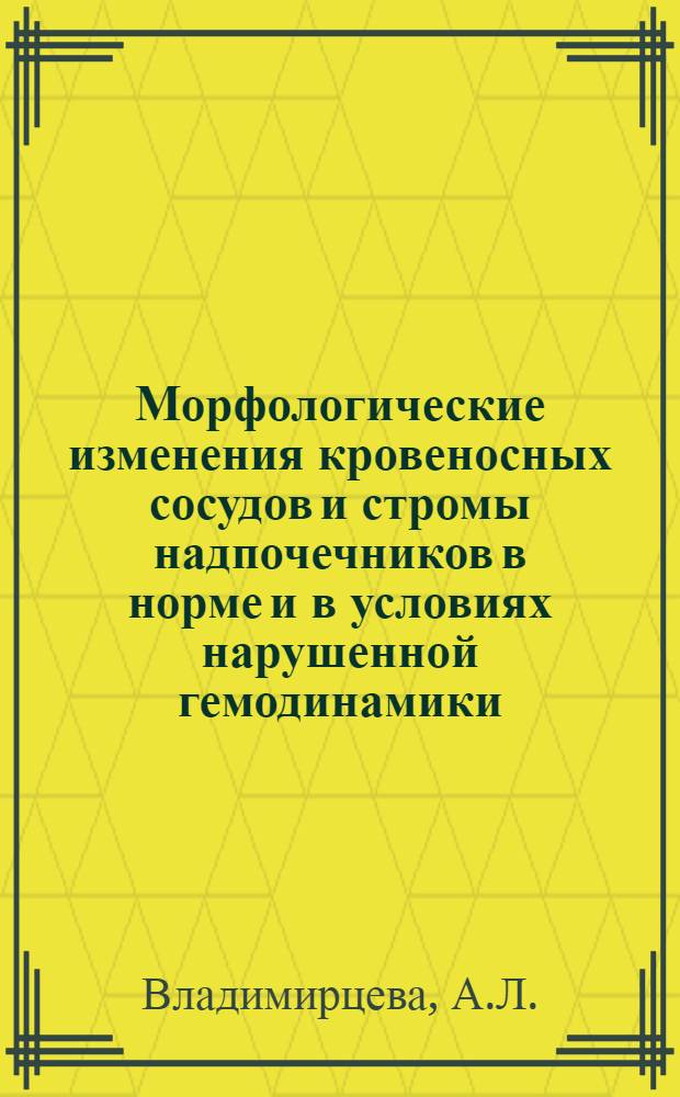 Морфологические изменения кровеносных сосудов и стромы надпочечников в норме и в условиях нарушенной гемодинамики : Автореф. дис. на соискание учен. степени канд. мед. наук : (764)