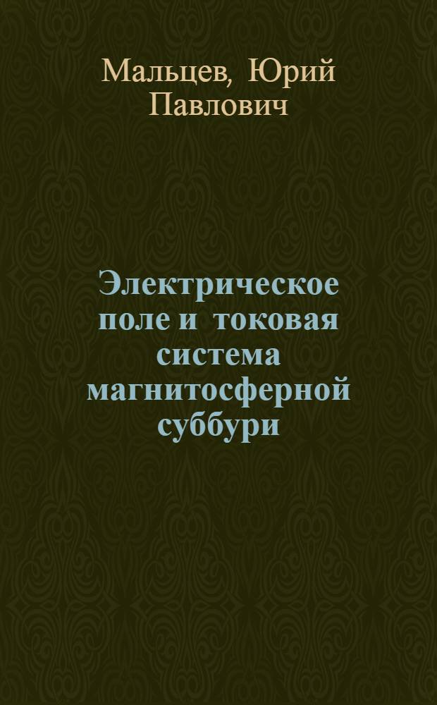 Электрическое поле и токовая система магнитосферной суббури : Автореф. дис. на соиск. учен. степени канд. физ.-мат. наук : (01.04.12)