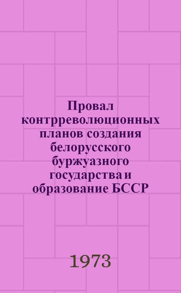 Провал контрреволюционных планов создания белорусского буржуазного государства и образование БССР. (Октябрь 1917 г. - февраль 1919 г.) : Автореф. дис. на соиск. учен. степени д-ра юрид. наук : (12.00.01)
