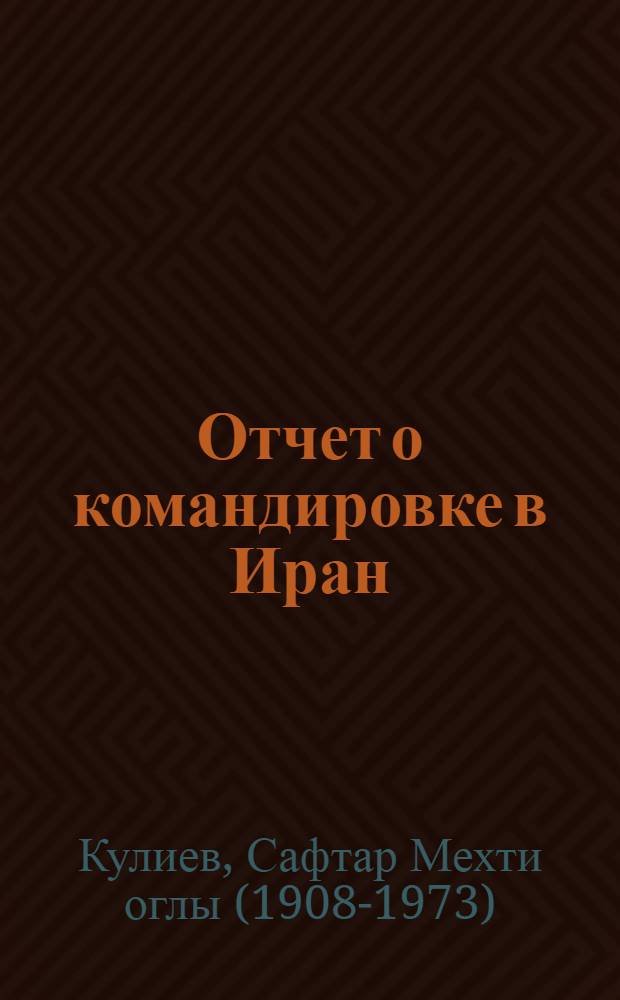 Отчет о командировке в Иран