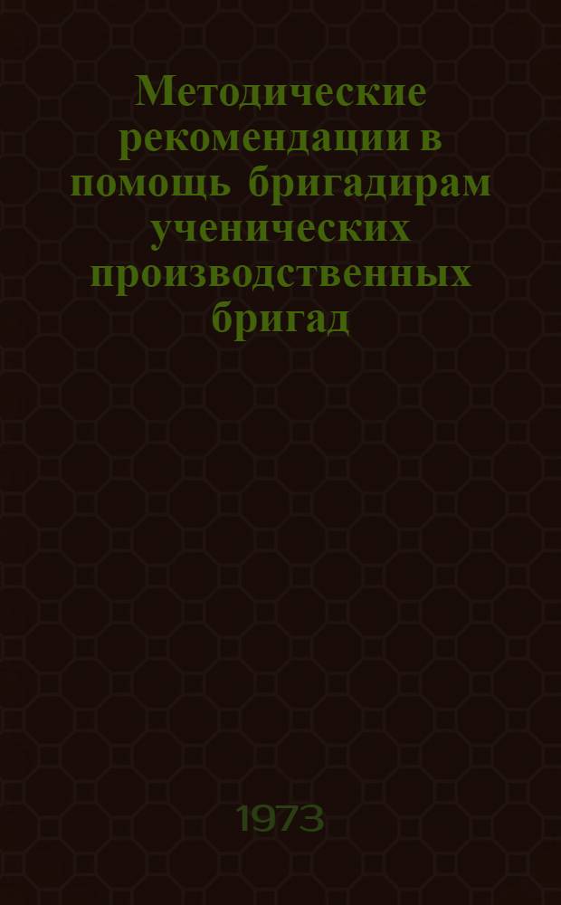Методические рекомендации в помощь бригадирам ученических производственных бригад