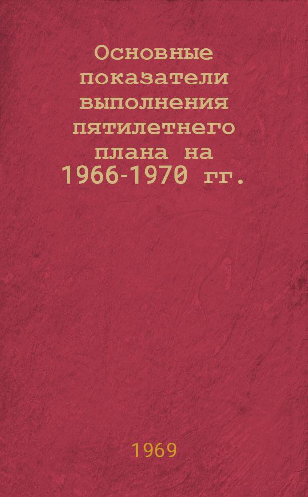 Основные показатели выполнения пятилетнего плана на 1966-1970 гг.