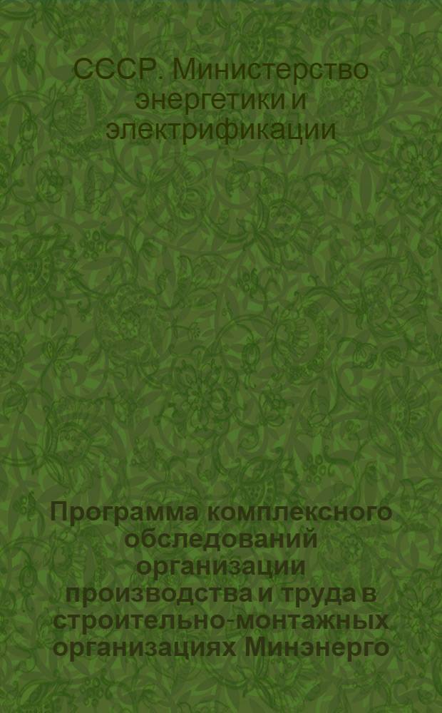 Программа комплексного обследований организации производства и труда в строительно-монтажных организациях Минэнерго