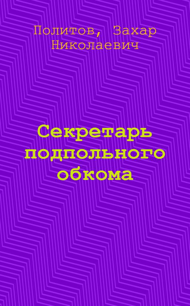 Секретарь подпольного обкома : О Герое Сов. Союза Н.И. Сташкове
