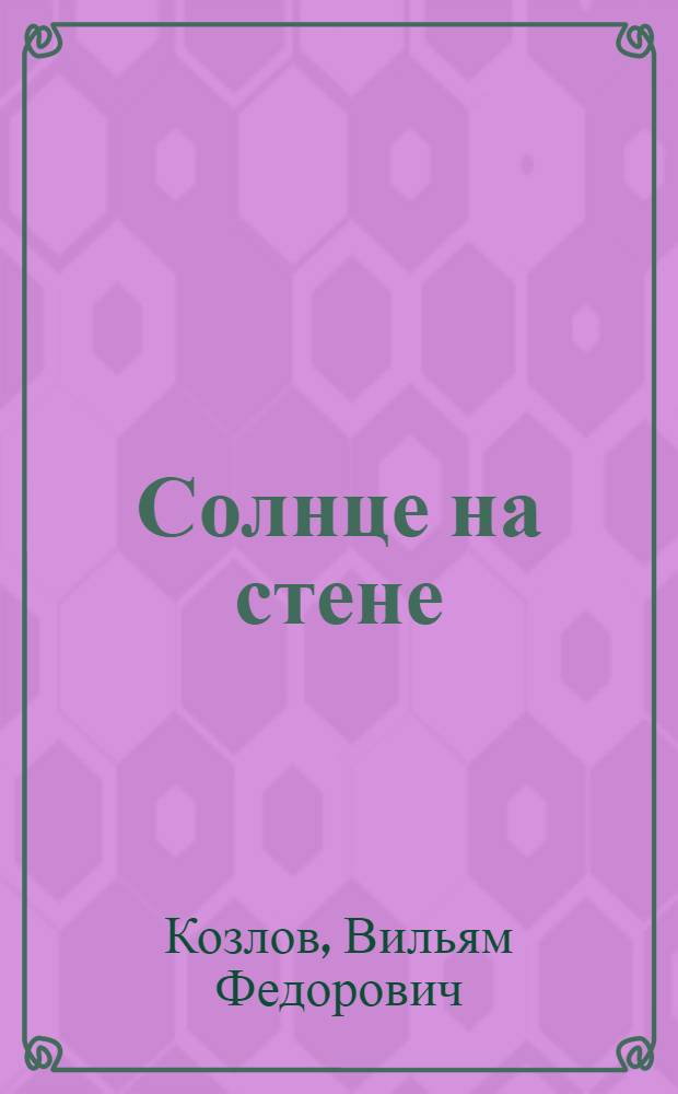 Солнце на стене : Роман