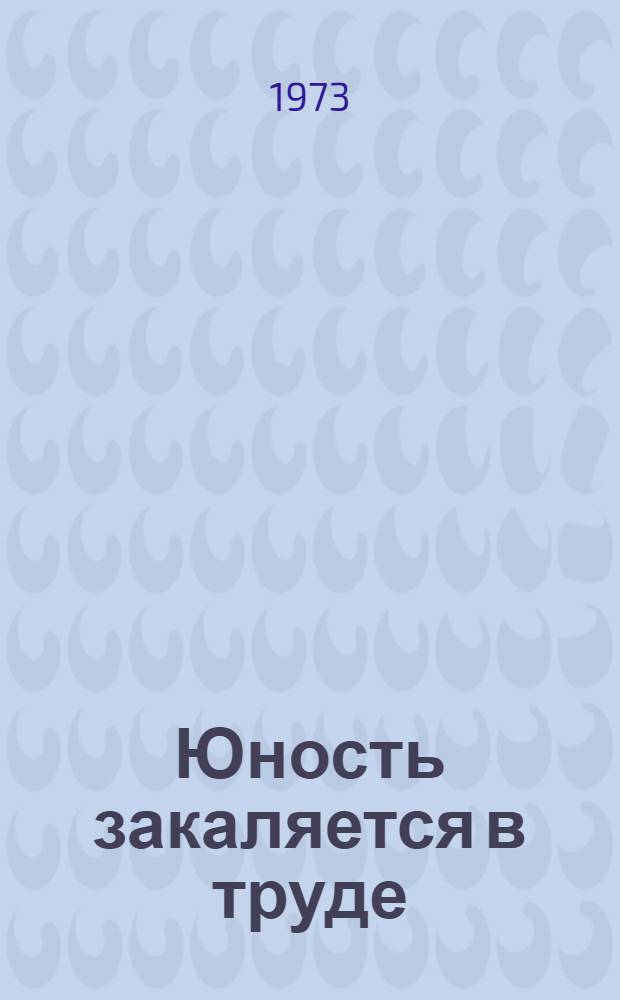 Юность закаляется в труде