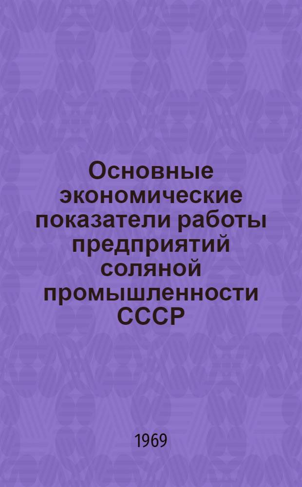 Основные экономические показатели работы предприятий соляной промышленности СССР