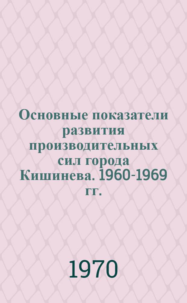 Основные показатели развития производительных сил города Кишинева. 1960-1969 гг. : (Справочный материал к пленуму горкома КП Молдавии 10 янв. 1970 г.)