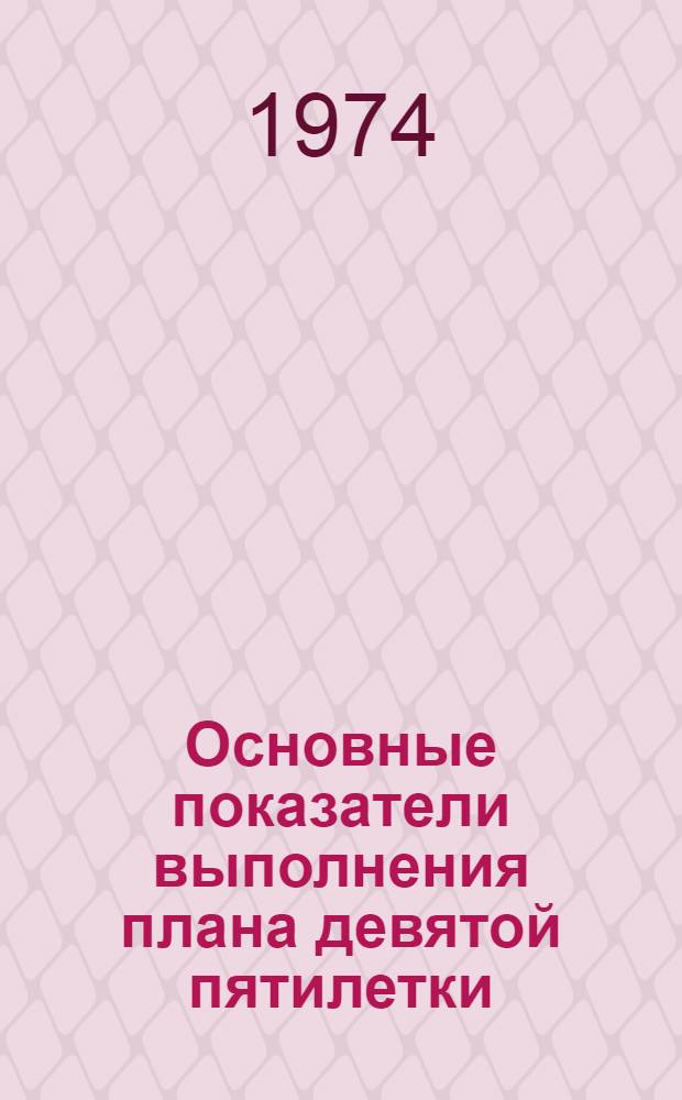 Основные показатели выполнения плана девятой пятилетки (1971-1975 гг.) промышленностью Латвийской ССР : По районам и городам респ. подчинения Ч. 1-. Ч. 2 : По районам и городам республиканского подчинения (кроме г. Риги)