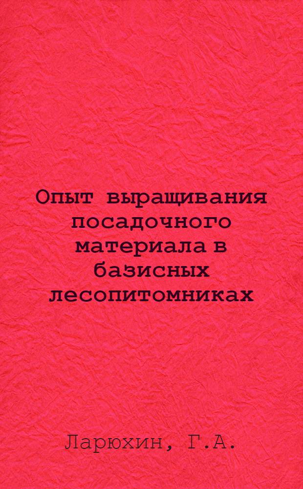 Опыт выращивания посадочного материала в базисных лесопитомниках