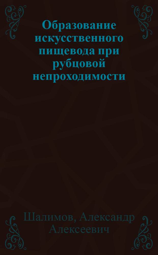 Образование искусственного пищевода при рубцовой непроходимости : Автореферат дис. на соискание учен. степени кандидата мед. наук